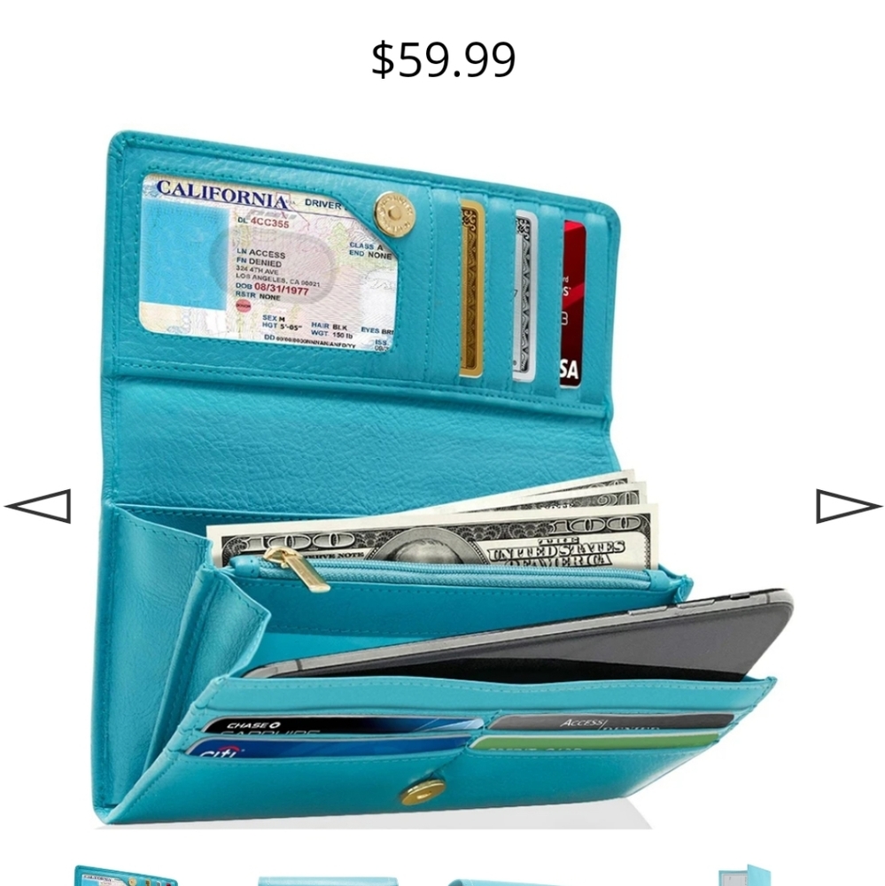 Leather wallet with scammer protection